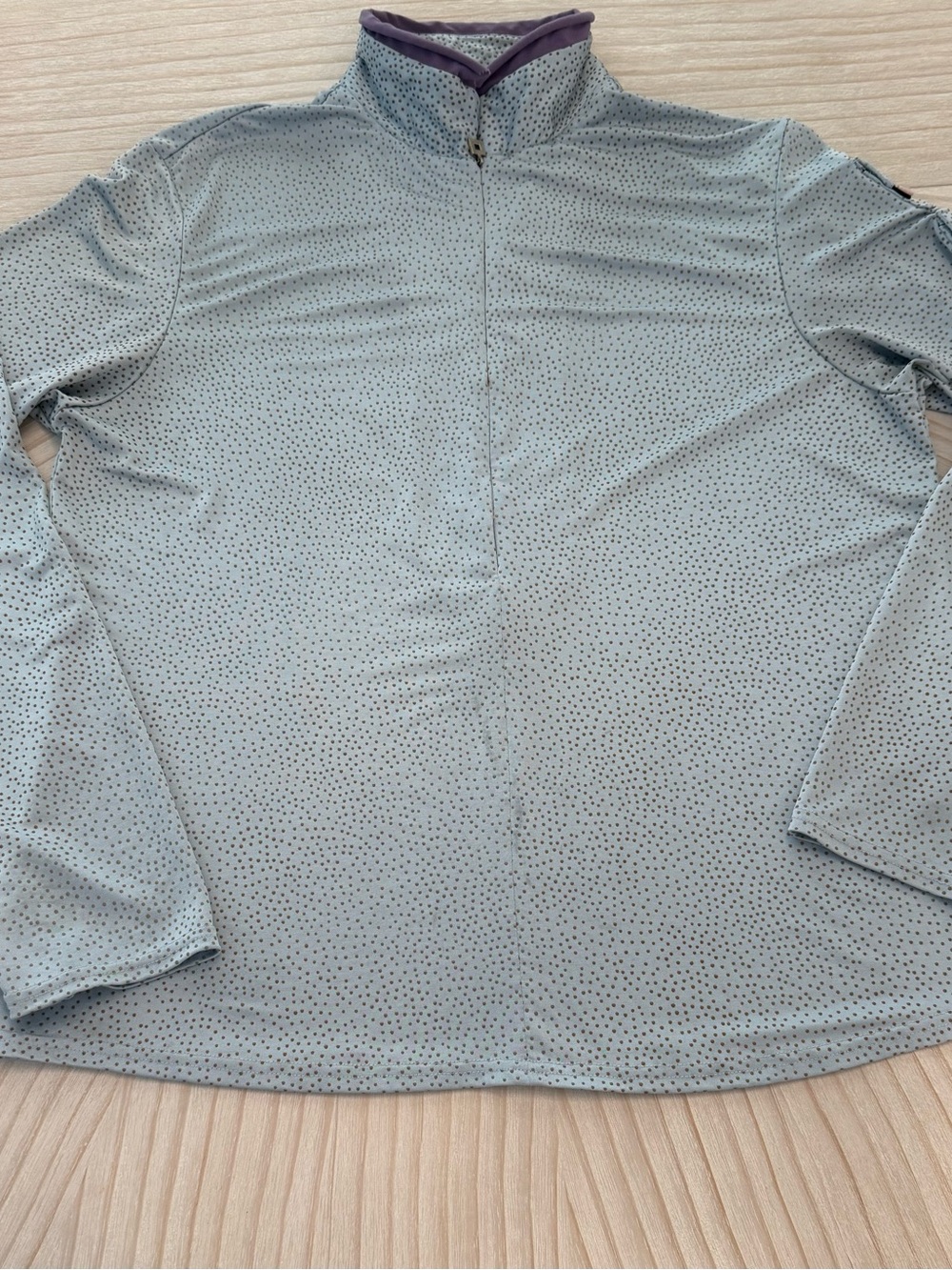 jamie sadock Light Blue Dot Print Long Sleeve Top with Purple Trim